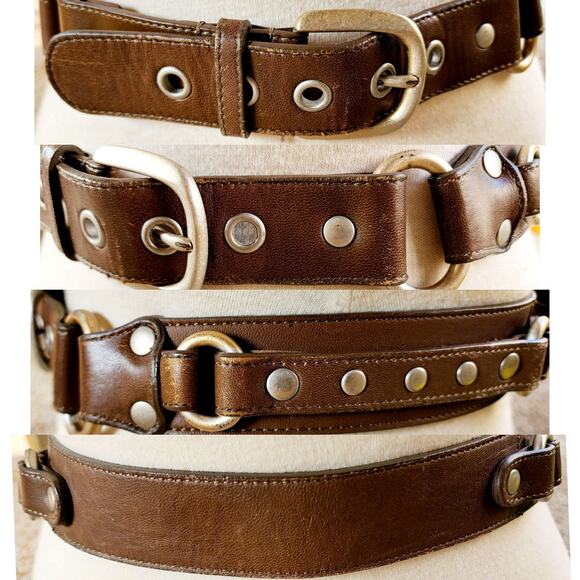 LOFT Accessories - Vintage Ann Taylor Loft Brown Leather Belt XS Studded Western Distressed Rugged